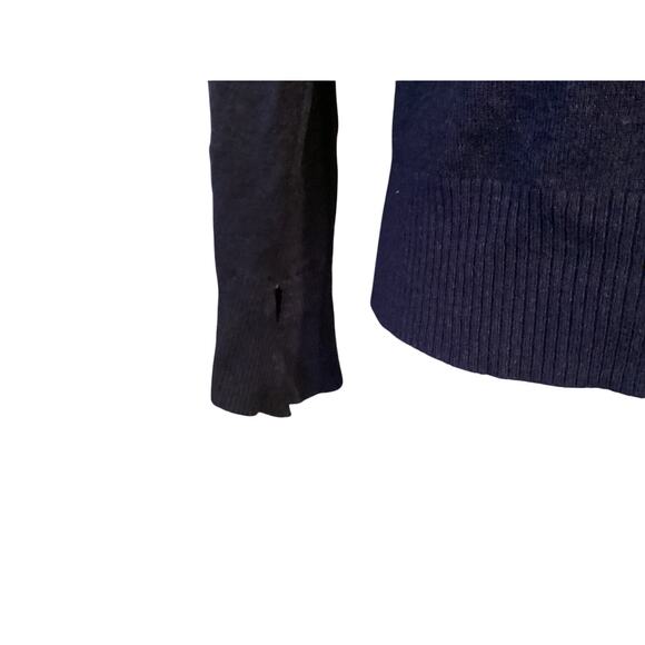 5041 Vila Milano Women Pullover Long Sleeve Sweater Ruffle Neck Navy Blue Medium - Picture 6 of 6